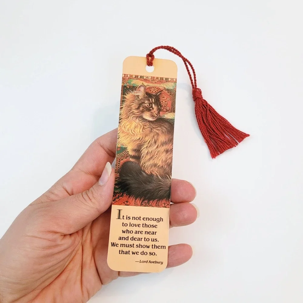Vintage 90s Ivory Cats Bookmark Ruskin on Stairs 1990 Lesley Anne Antioch H-1295